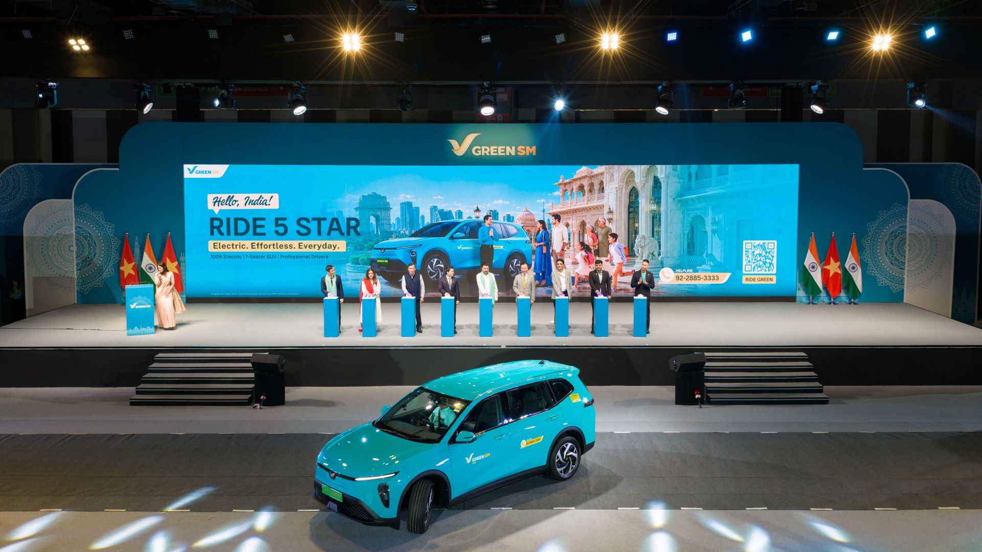 Green SM chính thức gia nhập Ấn Độ, ra mắt dịch vụ taxi VinFast Limo Green